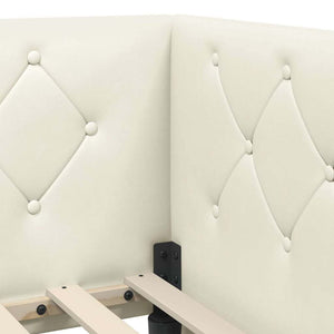 Eckbettgestell Creme Samt 100x200 cm