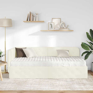 Eckbettgestell Creme Samt 100x200 cm