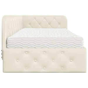 Eckbettgestell Creme Samt 100x200 cm