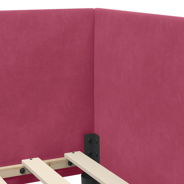 Eckbett mit Matratze Rot Samt
