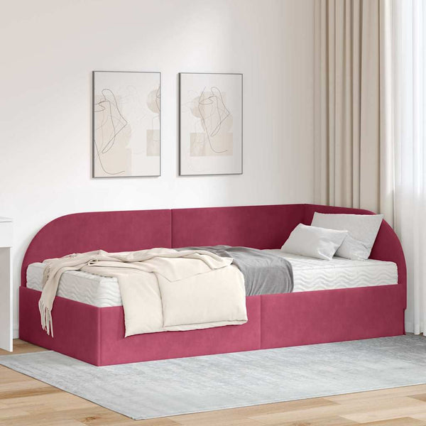 Eckbett mit Matratze Rot Samt
