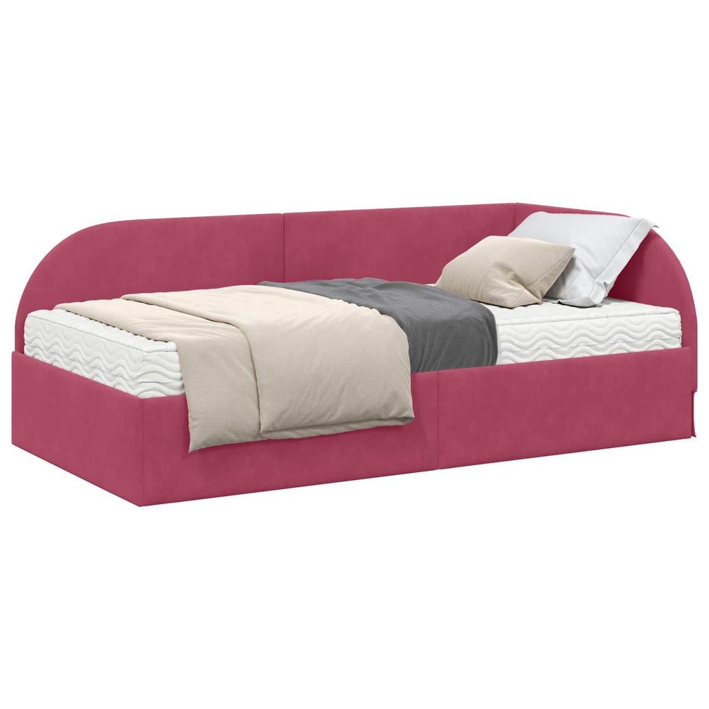 Eckbett mit Matratze Rot Samt