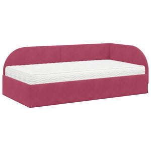 Eckbett mit Matratze Rot Samt