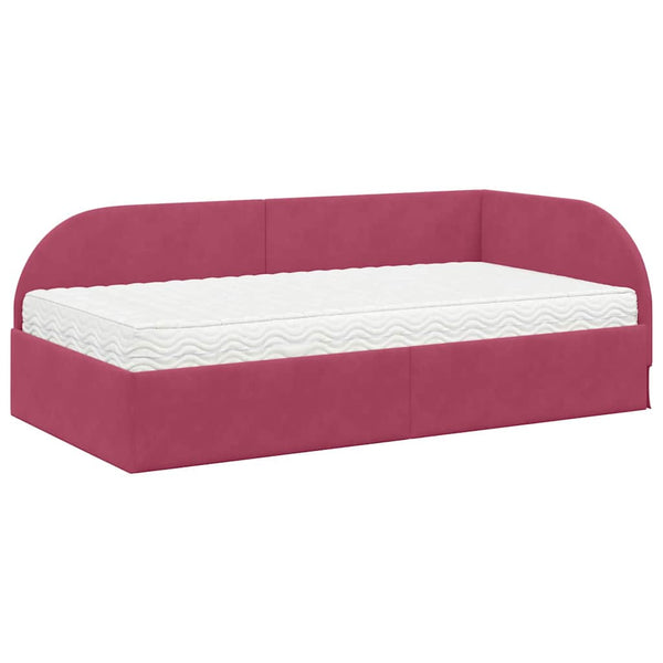 Eckbett mit Matratze Rot Samt