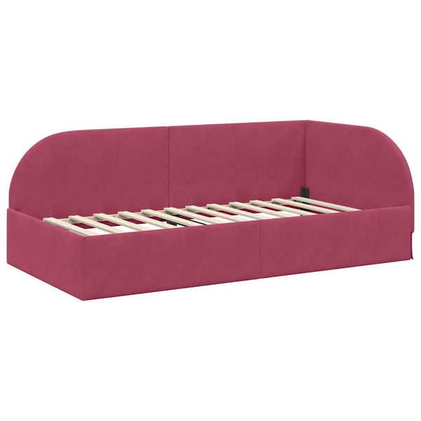 Eckbett mit Matratze Rot Samt