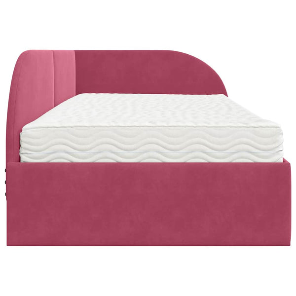 Eckbett mit Matratze Rot Samt