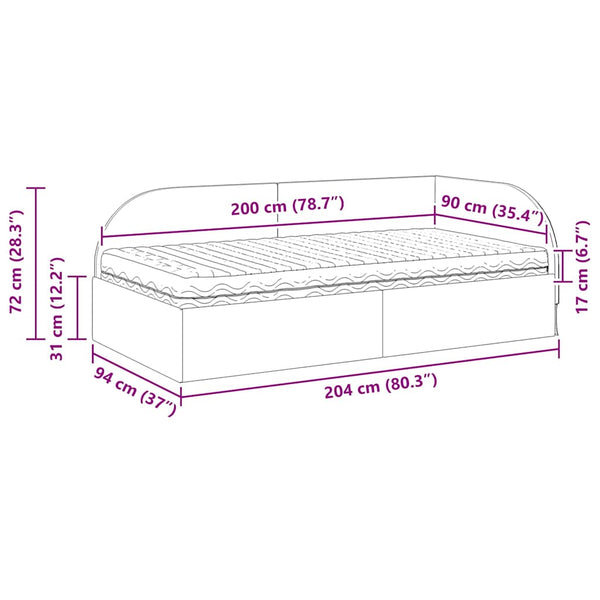 Eckbett mit Matratze Rot Samt