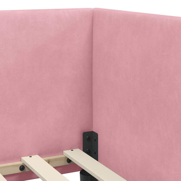 Eckbett mit Matratze Rosa Samt