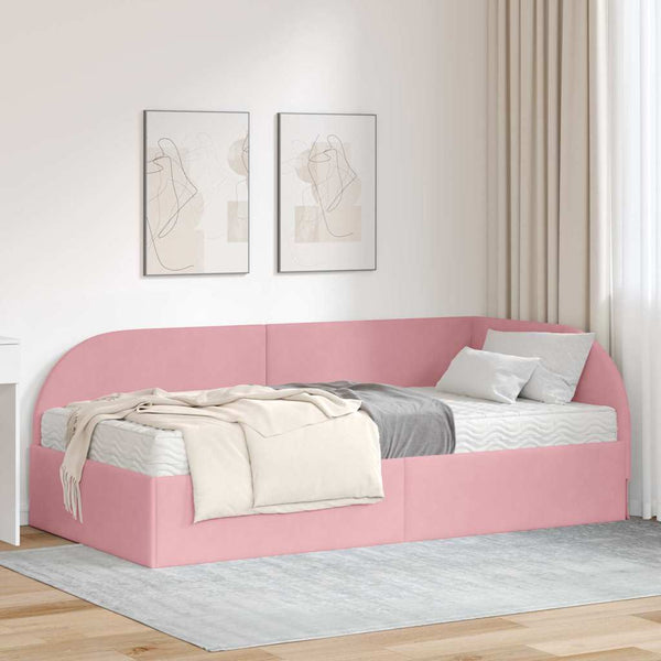 Eckbett mit Matratze Rosa Samt