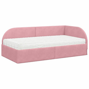 Eckbett mit Matratze Rosa Samt