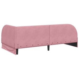 Eckbett mit Matratze Rosa Samt