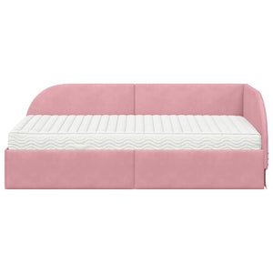 Eckbett mit Matratze Rosa Samt