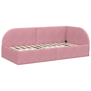 Eckbett mit Matratze Rosa Samt