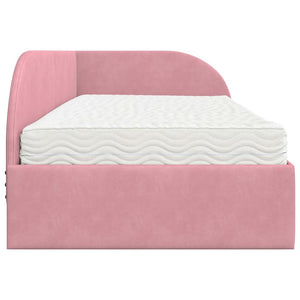 Eckbett mit Matratze Rosa Samt