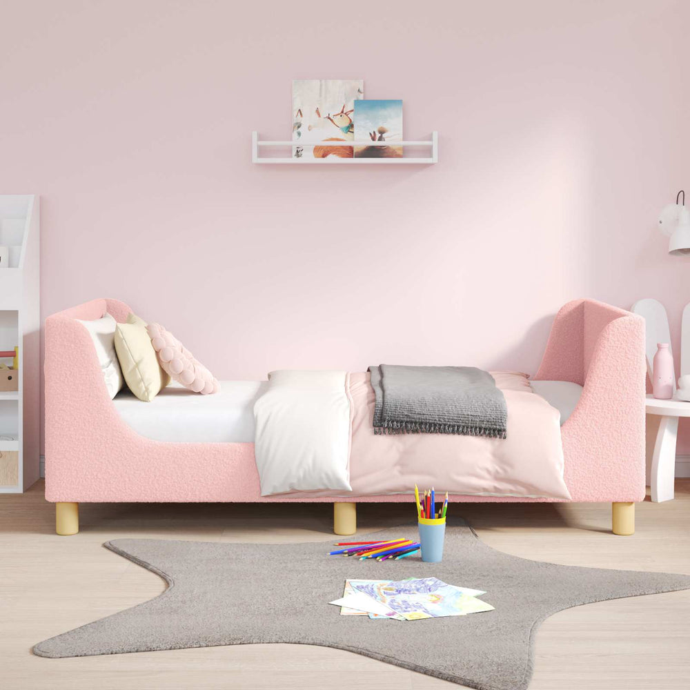 Rosa Kinderbett 80x160cm mit Kopfteil