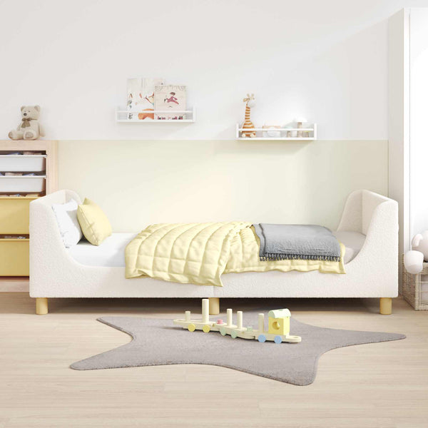 Creme Kinderbett 90x200 cm mit Kopfteil