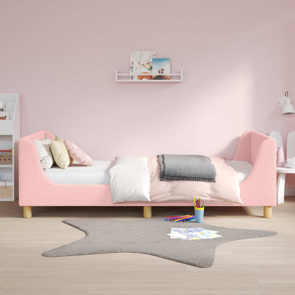 Rosa Kinderbett 90x200 cm mit Kopfteil