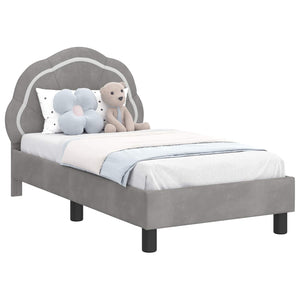 Kinderbettgestell mit Kopfteil Hellgrau Samt 70x140 cm