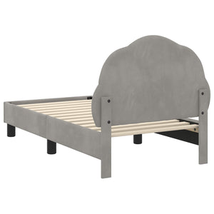 Kinderbettgestell mit Kopfteil Hellgrau Samt 70x140 cm