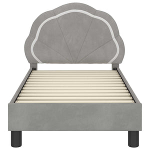 Kinderbettgestell mit Kopfteil Hellgrau Samt 70x140 cm