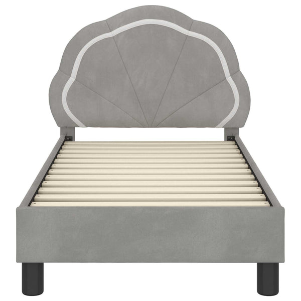 Kinderbettgestell mit Kopfteil Hellgrau Samt 70x140 cm