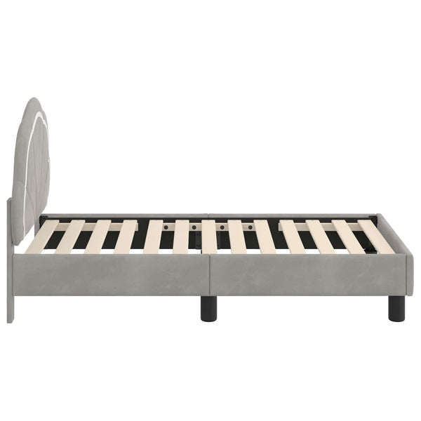 Kinderbettgestell mit Kopfteil Hellgrau Samt 70x140 cm