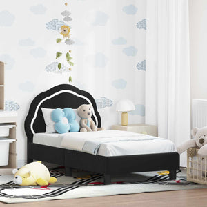 Schwarzes Kinderbettgestell Samt 70x140 cm