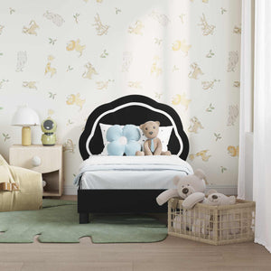 Schwarzes Kinderbettgestell Samt 70x140 cm