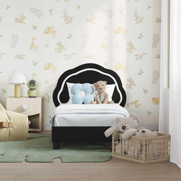 Schwarzes Kinderbettgestell Samt 70x140 cm
