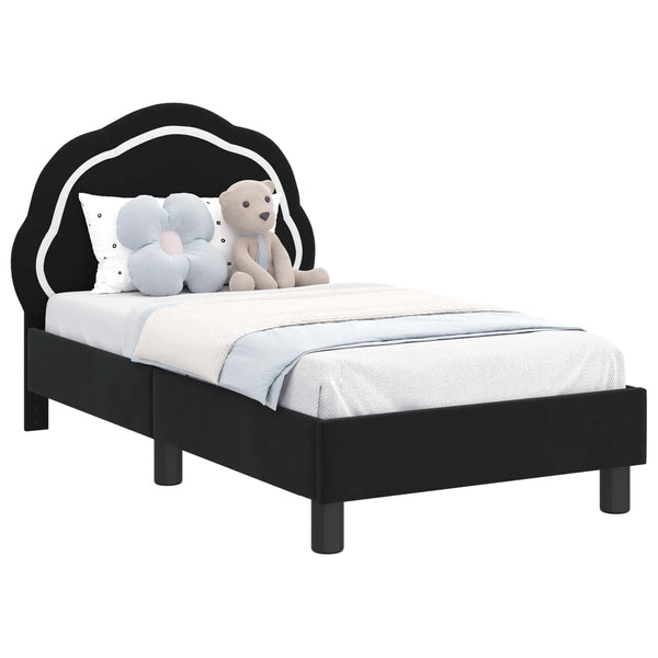 Schwarzes Kinderbettgestell Samt 70x140 cm
