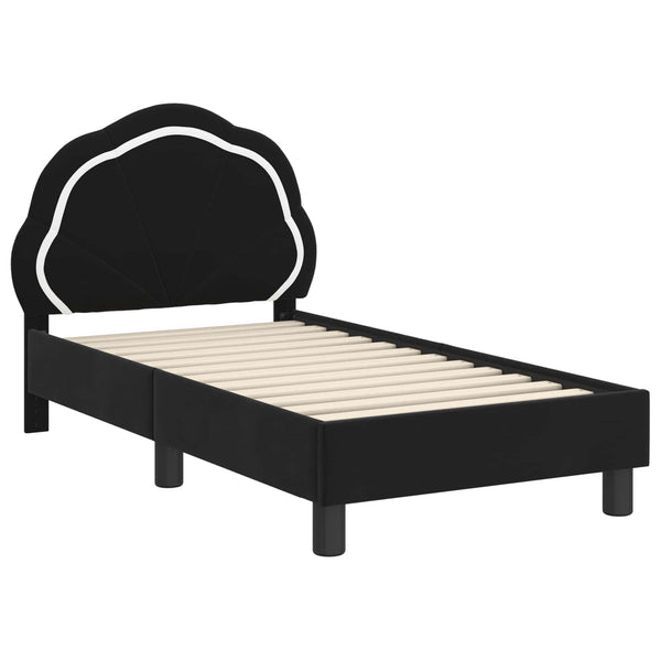 Schwarzes Kinderbettgestell Samt 70x140 cm