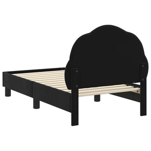 Schwarzes Kinderbettgestell Samt 70x140 cm