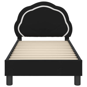 Schwarzes Kinderbettgestell Samt 70x140 cm