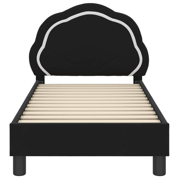 Schwarzes Kinderbettgestell Samt 70x140 cm