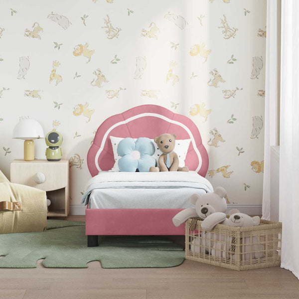 Kinderbettgestell Rosa Samt 70x140 cm