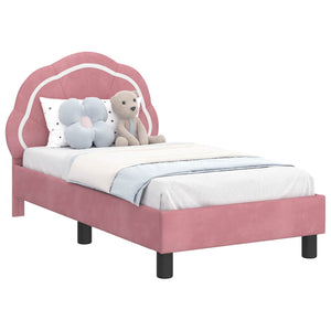 Kinderbettgestell Rosa Samt 70x140 cm