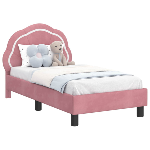 Kinderbettgestell Rosa Samt 70x140 cm
