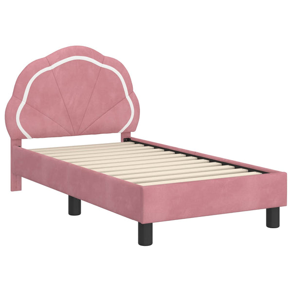 Kinderbettgestell Rosa Samt 70x140 cm