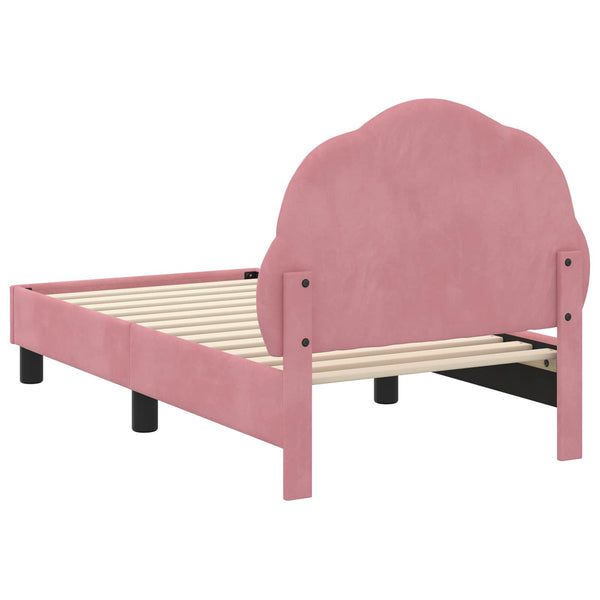 Kinderbettgestell Rosa Samt 70x140 cm