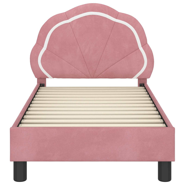 Kinderbettgestell Rosa Samt 70x140 cm