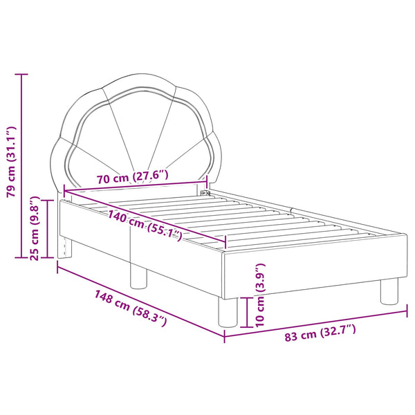 Kinderbettgestell Rosa Samt 70x140 cm