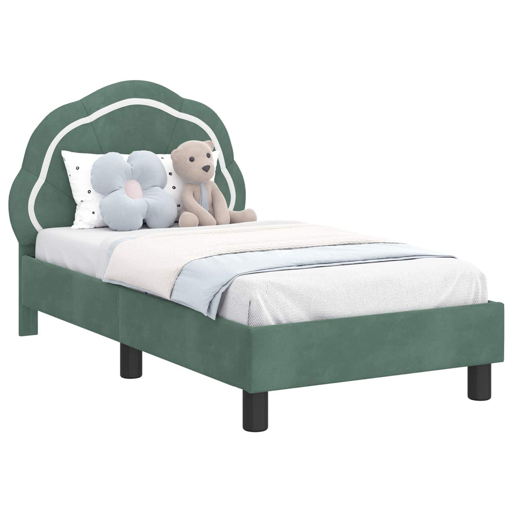 Kinderbettgestell mit Kopfteil Meergrün 70x140 cm Samt
