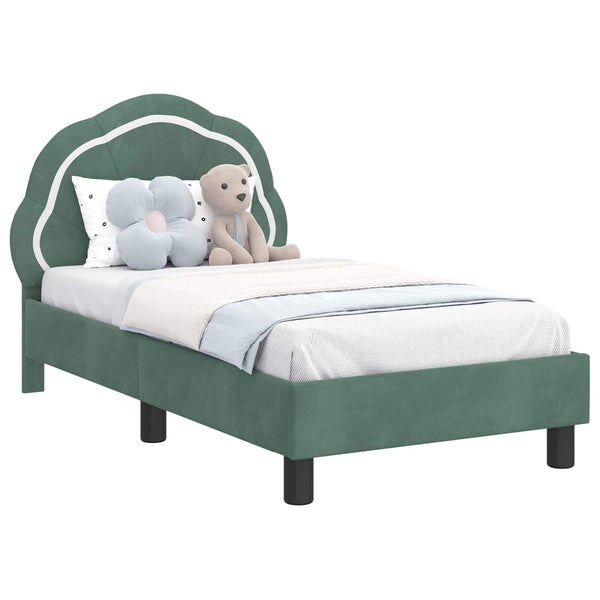 Kinderbettgestell mit Kopfteil Meergrün 70x140 cm Samt