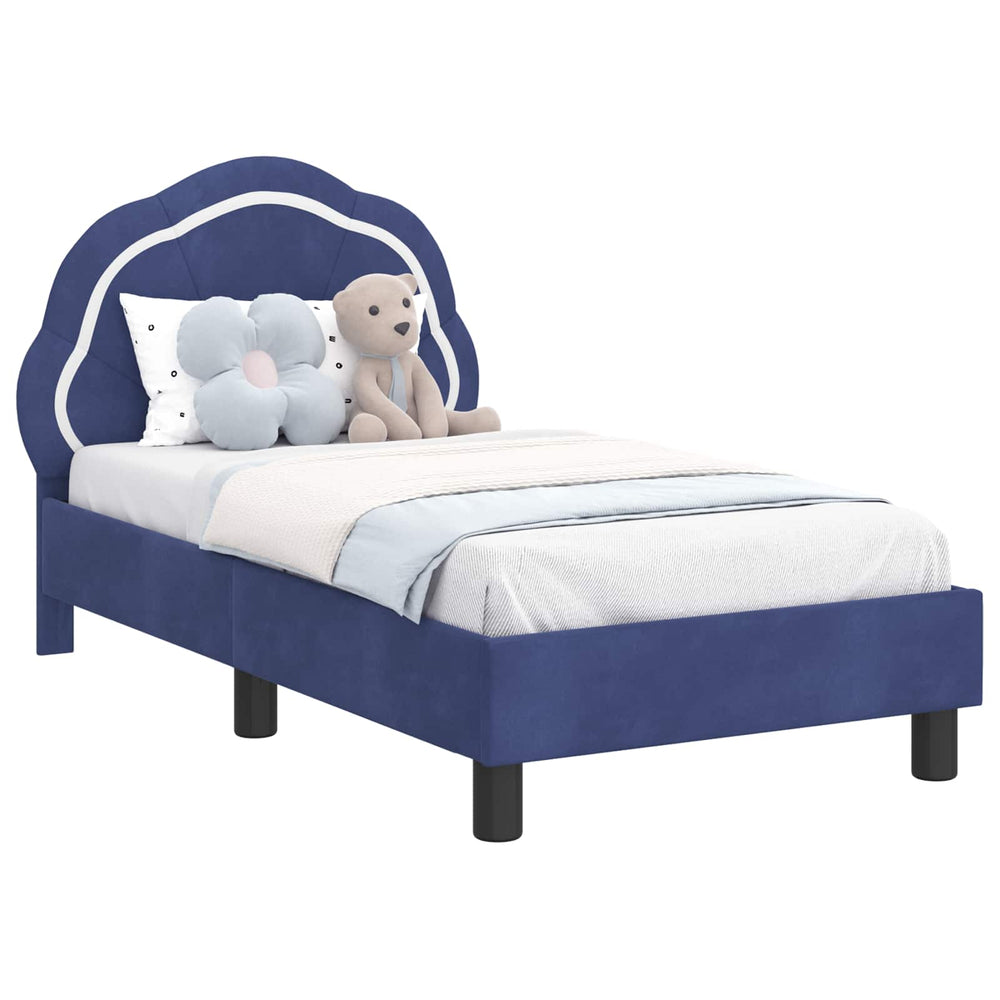 Kinderbettgestell Polizeiblau 70x140 cm Samt