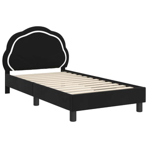 Schwarzes Kinderbettgestell mit Kopfteil Samt 80x160 cm