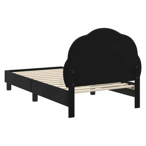 Schwarzes Kinderbettgestell mit Kopfteil Samt 80x160 cm