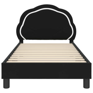 Schwarzes Kinderbettgestell mit Kopfteil Samt 80x160 cm