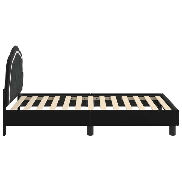 Schwarzes Kinderbettgestell mit Kopfteil Samt 80x160 cm