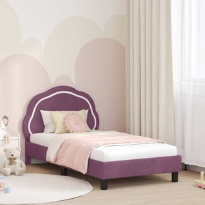 Lila Kinderbett 80x160 cm mit Kopfteil