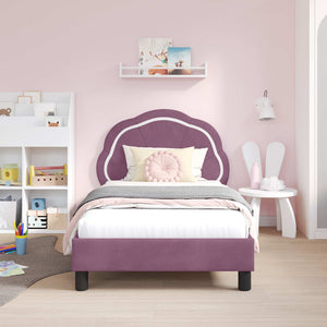 Lila Kinderbett 80x160 cm mit Kopfteil